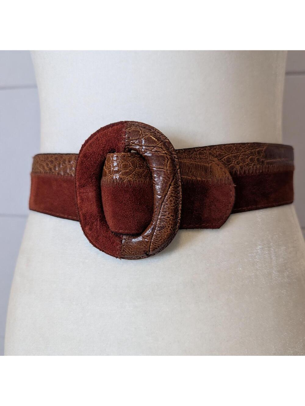 Vintage 80s dual texture suede & leather waist belt